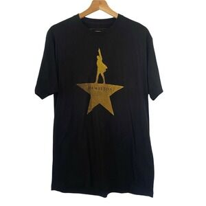 Creative Good Mens Size L Gold Star Hamilton The Musical Graphic‎ Black T-Shirt